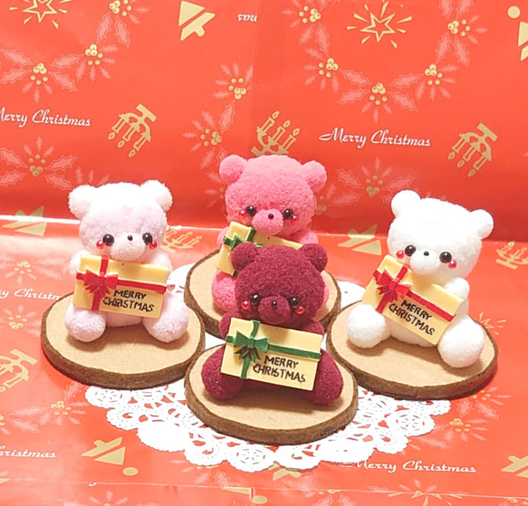 *↟⍋ポンポンXmas⍋↟*【A-2】カップ入り！クリスマスパステルピンクベアちゃん( ◍•㉦•◍ )畄♡ 9枚目の画像