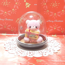*↟⍋ポンポンXmas⍋↟*【A-2】カップ入り！クリスマスパステルピンクベアちゃん( ◍•㉦•◍ )畄♡ 2枚目の画像