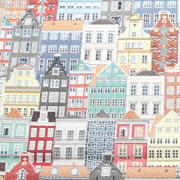 新柄入荷！オランダより！『ゴブラン生地 北欧調の家並み柄 たっぷり  