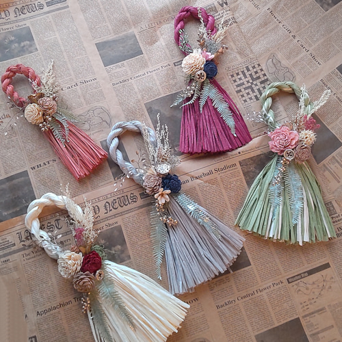 しめ縄リース】タッセル型しめ縄リース☆お正月 ピンク お正月飾り