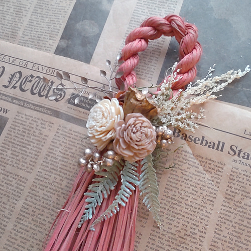 しめ縄リース】タッセル型しめ縄リース☆お正月 ピンク お正月飾り