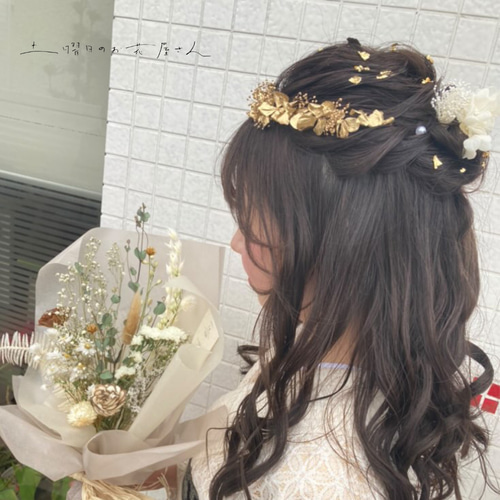 本物の紫陽花を使った世界で1つのカチューシャ風ヘッドドレス No.1