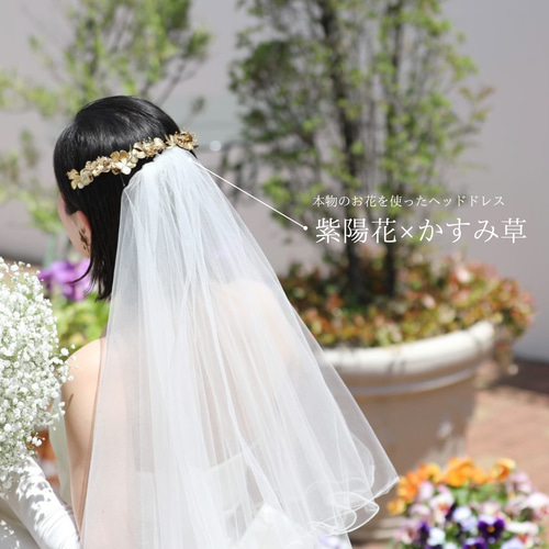 本物の紫陽花を使った世界で1つのカチューシャ風ヘッドドレス No.1