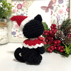 【選べるカラー】黒猫ちゃんのクリスマス☆あみぐるみ＊受注製作品 9枚目の画像