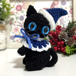 【選べるカラー】黒猫ちゃんのクリスマス☆あみぐるみ＊受注製作品 14枚目の画像