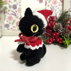 【選べるカラー】黒猫ちゃんのクリスマス☆あみぐるみ＊受注製作品 7枚目の画像