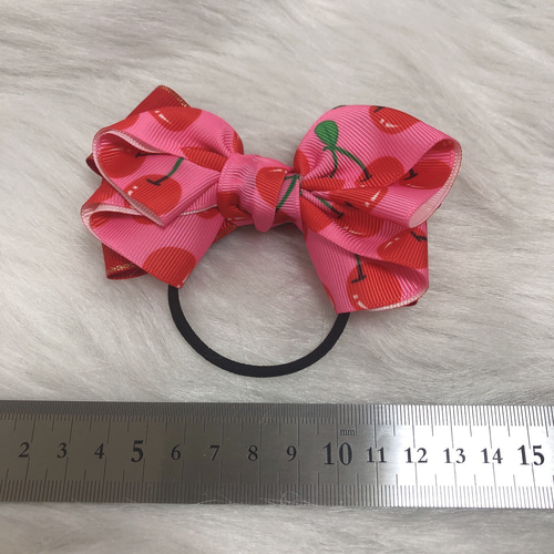 リボン ヘアゴム ヘアアクセサリー フルーツ さくらんぼ ピンク