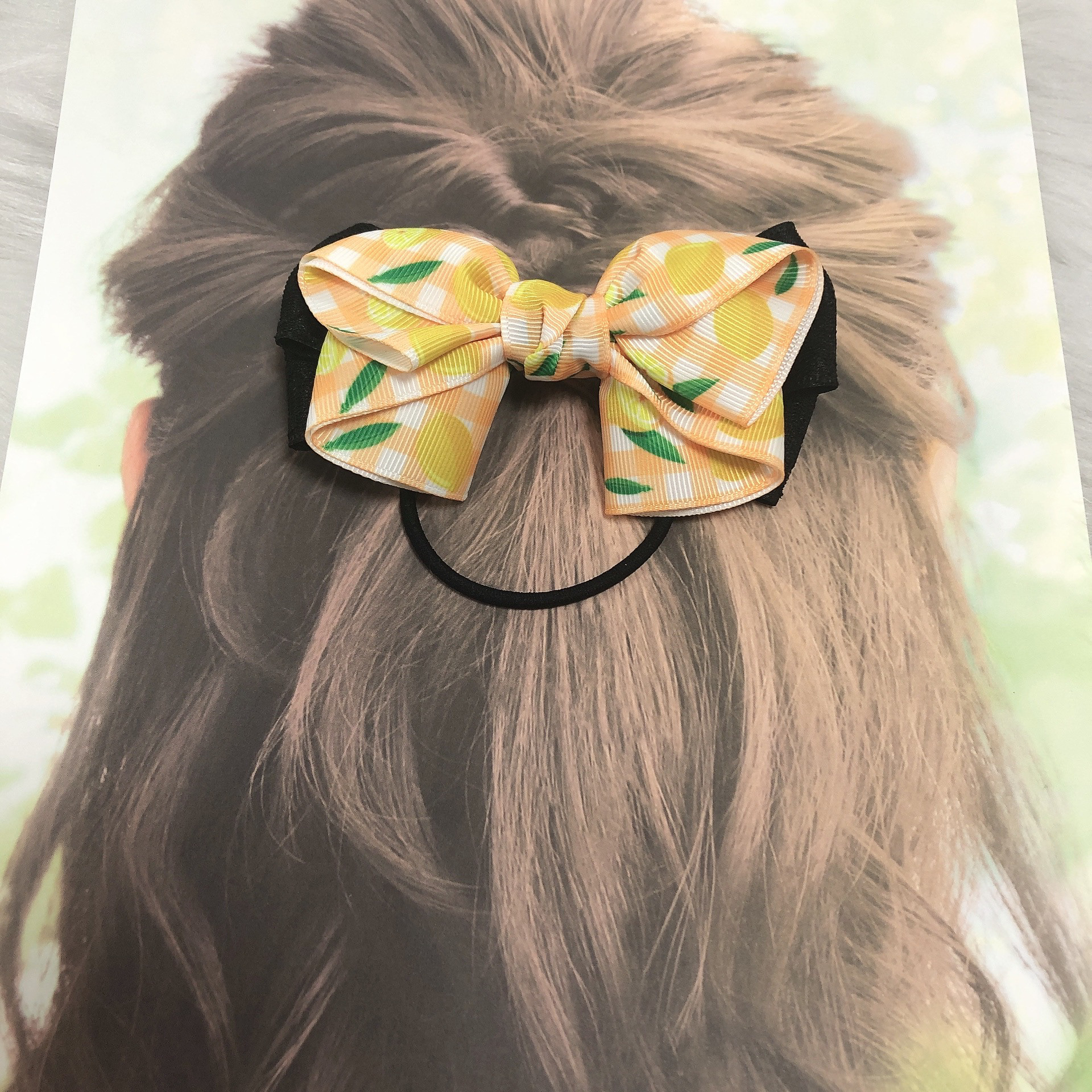♡ハンドメイド♡ヘアゴムリボン No.119 キッズ ヘアゴム リボン ハンドメイド ツイン ひまわり