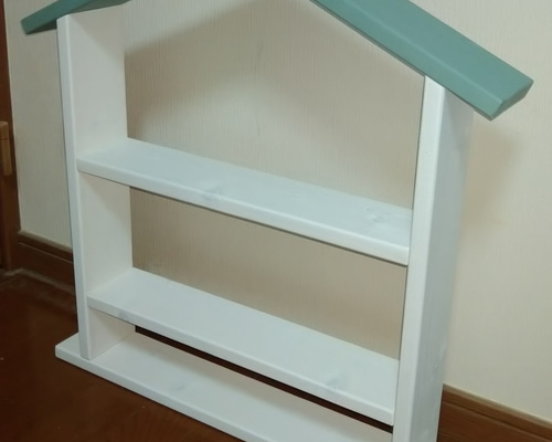 お家型の飾り棚　国産ヒノキ　小物・ガチャ景品展示棚　ハウス型ラック3色 お家型の飾り棚3個セット 国産ヒノキ 小物・ガチャ景品展示棚 ハウス型