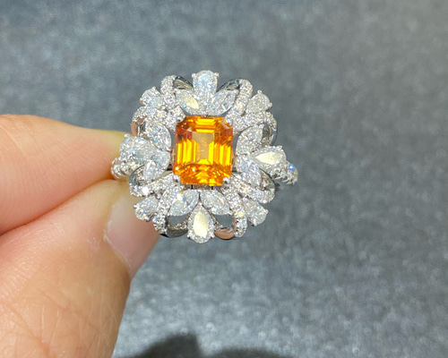 2way 天然1.58ctオレンジガーネット 鑑定書付き 高級 天然