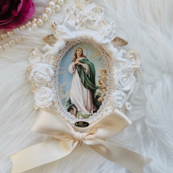 アロマストーン木馬フレーム 受注販売］マリア様 アロマストーン フレーム飾り 天使 天使の羽根