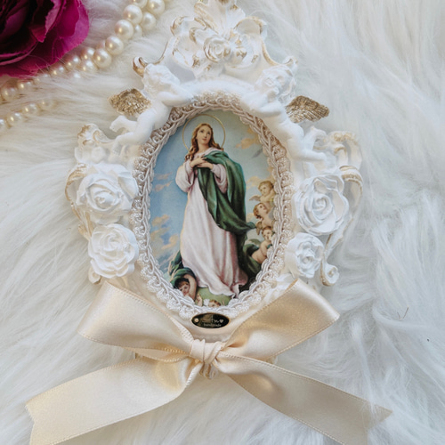 受注販売］マリア様 アロマストーン フレーム飾り 天使 天使の羽根