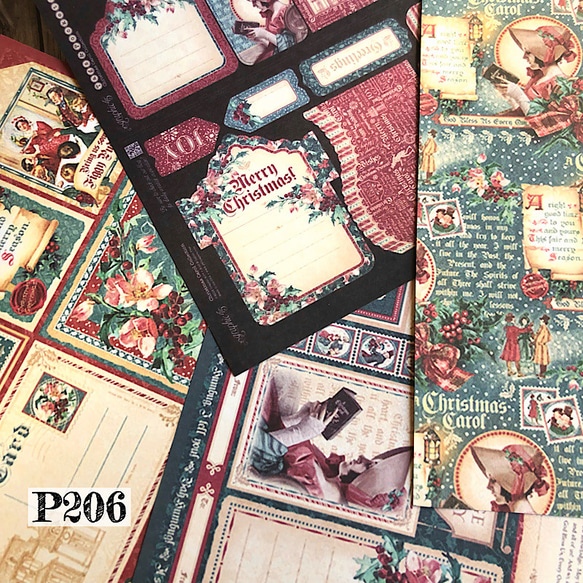 コラージュ 海外 背景紙 デザインペーパー 紙モノ クリスマス おすそ分け