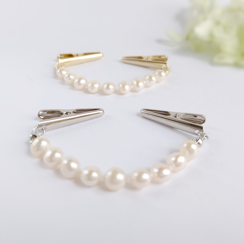 金具の色が選べる淡水パールのカーディガンクリップ ストールクリップ
