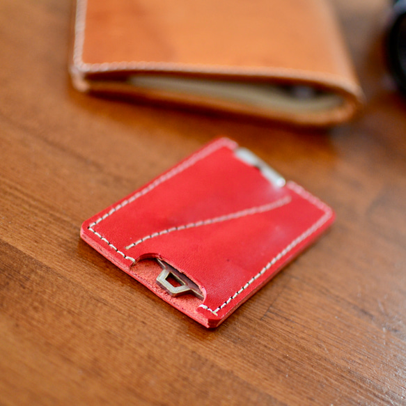 薄型カードタイプのキーケース　ポケットや財布にコンパクトに収納できる　本革レザー　選べるカラー 7枚目の画像