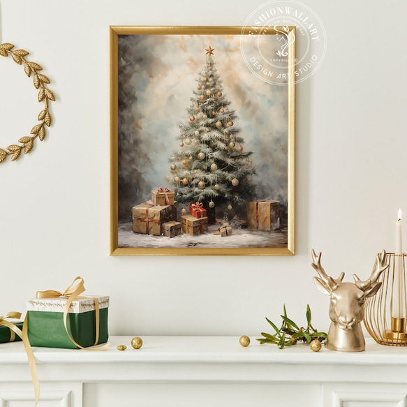 冬 クリスマスツリー Merry Christmas / インテリアポスター 海外アート / XMAS 7 1枚目の画像