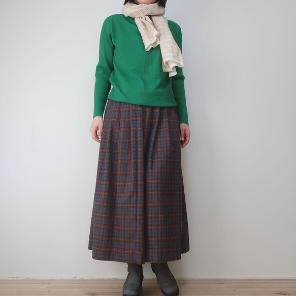 冬季郊遊格紋❣️超長褶裙（棉質/格紋） 第20張的照片
