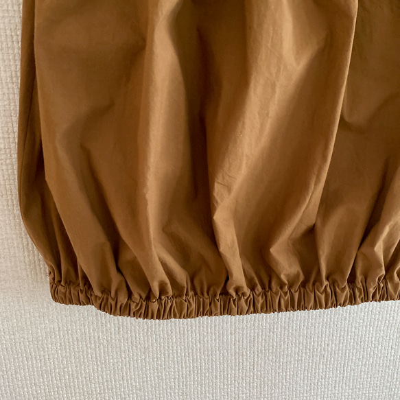 百褶氣球裙（長81cm）駝色 第3張的照片