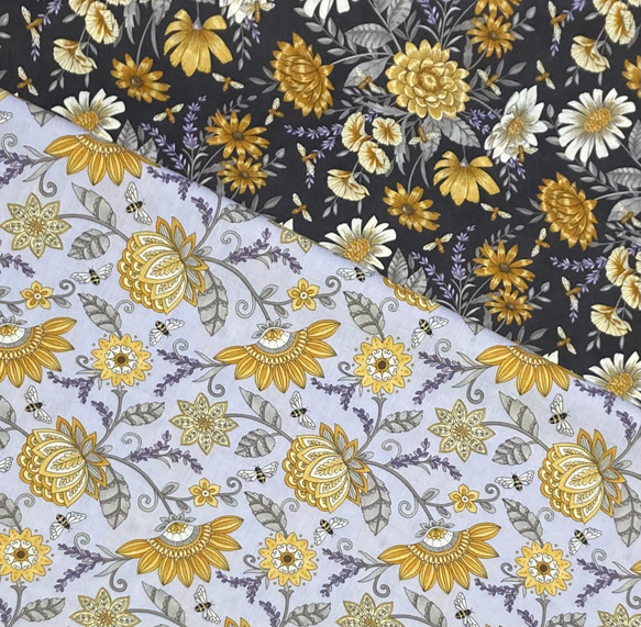 Deb Strain「美しい繊細な花柄2点セット」Honey & Lavenderシリーズ modaカットクロス 1枚目の画像