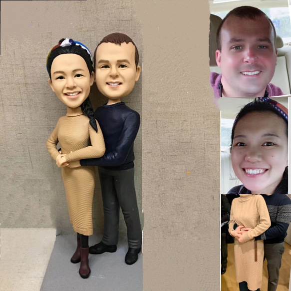 【訂做】3D人像漫畫公仔手辦/結婚禮物/紀念日/情侶男友/女朋友情侶/父母禮物紀念品 第1張的照片