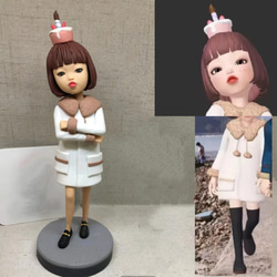 【オーダーメイド】3D肖像画 似顔絵 人形 フィギュア/彼氏彼女 誕生日ケーキトッパー 記念日カップル 友達 プレゼント 1枚目の画像