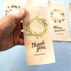 【THANKS】デザイン組み合わせ自由「季節の花リース布タグ15枚」70×148.5mm 4枚目の画像