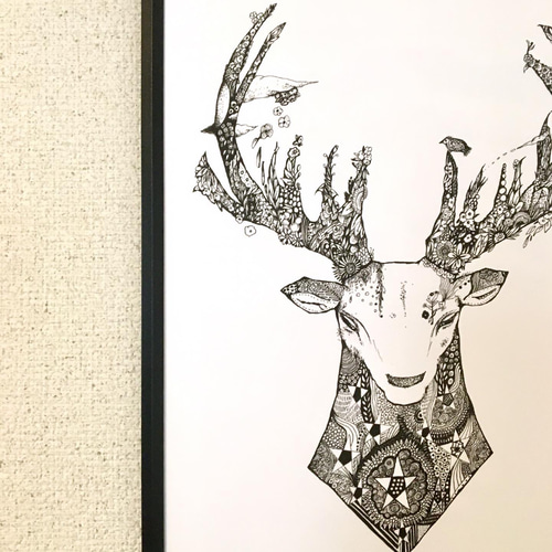 鹿の頭部イラスト A4サイズ 鹿の頭部イラスト A4サイズ