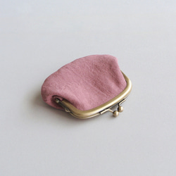 リネンとインド刺繍リボンのミニがま口（小銭入れ・ポーチ）ピンク2 7枚目の画像
