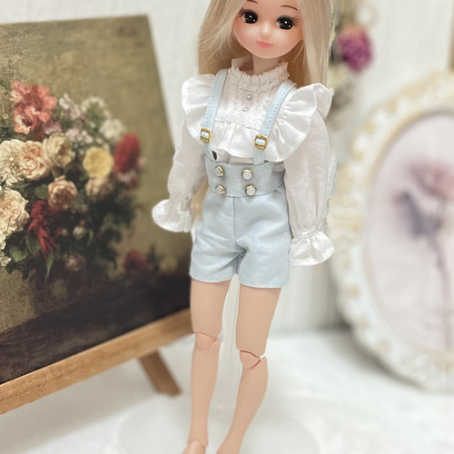 22cmドール服リカちゃん ピュアニーモ 白のフリルシャツ 1 その他人形