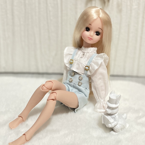 22cmドール服リカちゃん ピュアニーモ 白のフリルシャツ 1 その他人形