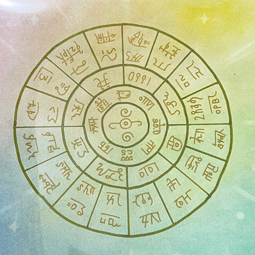 受注制作】龍体文字フトマニ図☆自分軸☆明るいパステル色☆A4サイズ