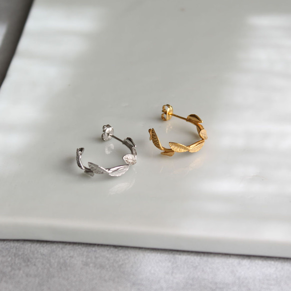 小葉子環形耳環 第13張的照片