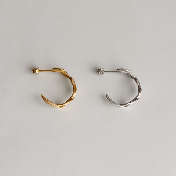 小葉子環形耳環 第12張的照片