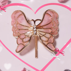 蝶々ポニーフック⑧シェルピンク♡バタフライ★レジンハンドメイド★【Papillons】 2枚目の画像