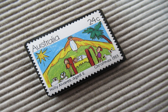 オーストラリア　クリスマス切手ブローチ9108 2枚目の画像