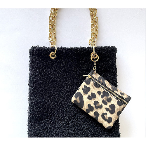 外付けポーチ／キーホルダーポーチ【ヒョウ柄】バッグやストラップに