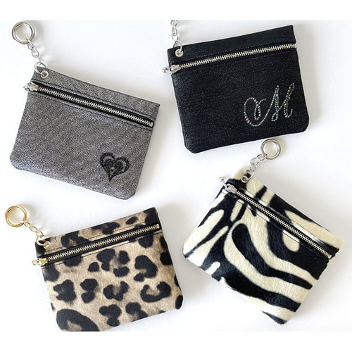 外付けポーチ／キーホルダーポーチ【ヒョウ柄】バッグやストラップに