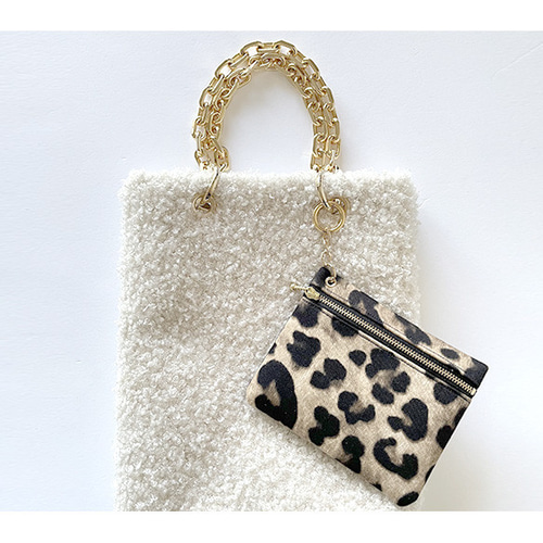 外付けポーチ／キーホルダーポーチ【ヒョウ柄】バッグやストラップに
