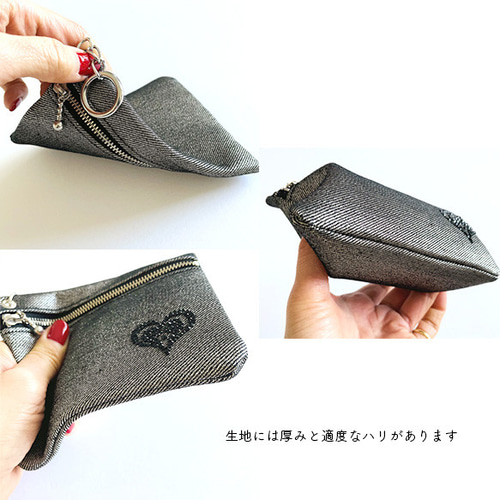 ハンドメイド キーホルダー バッグやポーチ 外付けポーチ／キーホルダーポーチ【ヒョウ柄】バッグやストラップに