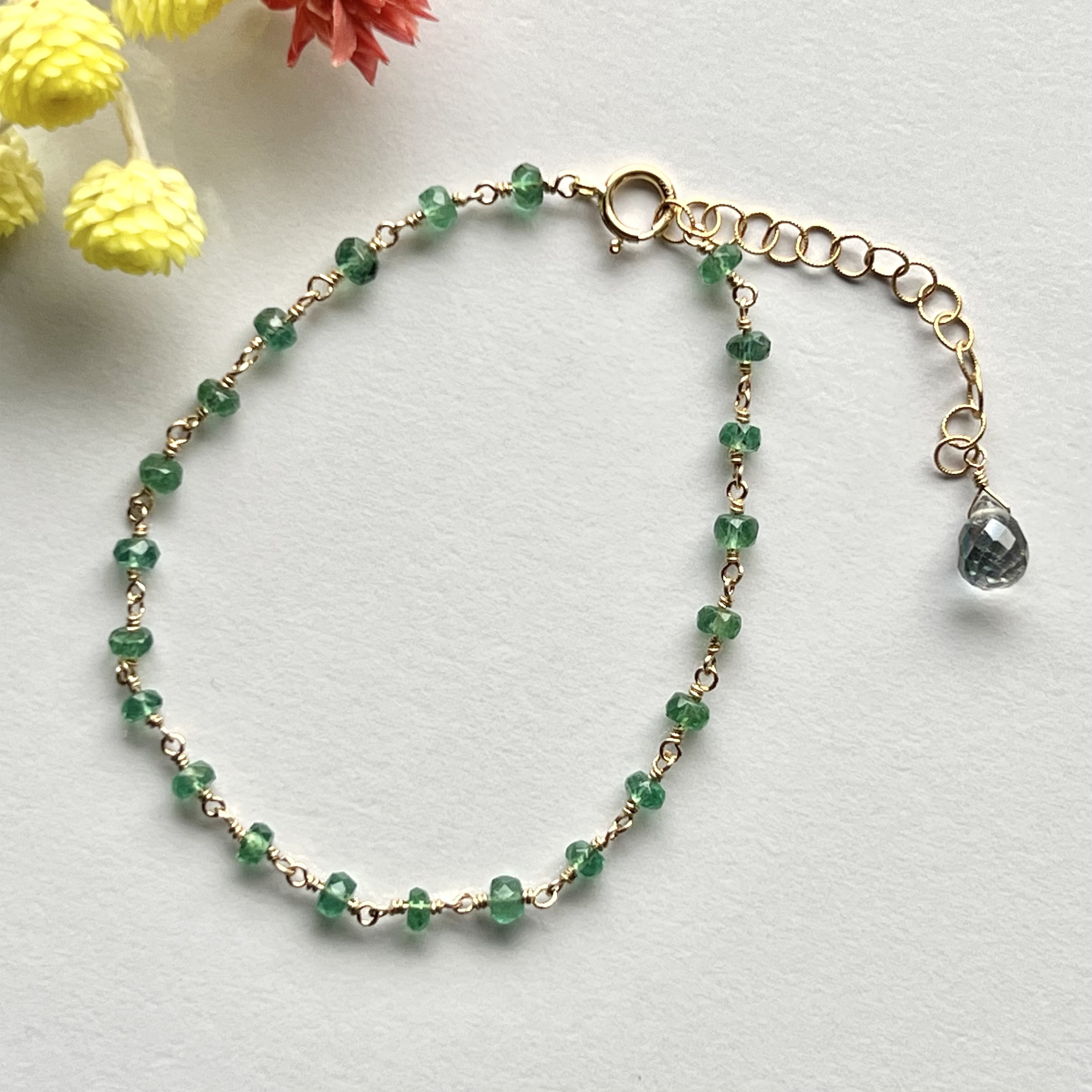 エメラルド　透明感 ブレスレット 高品質 14kgf 16,060円
