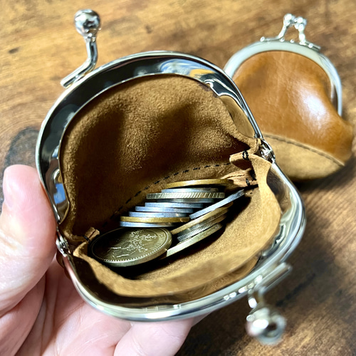 栗のがま口小銭入れ 小銭入れ・コインケース 手作り革工房〜Hand