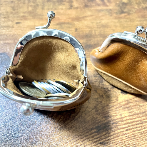 栗のがま口小銭入れ 小銭入れ・コインケース 手作り革工房〜Hand