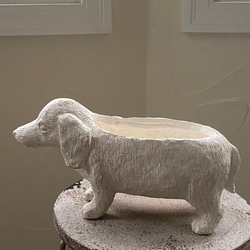 新作《可愛いDOG犬型陶器鉢 》 Xmas♪ お花の寄せ植えに ガーデニング ビオラ パンジー アンティーク 449 5枚目の画像