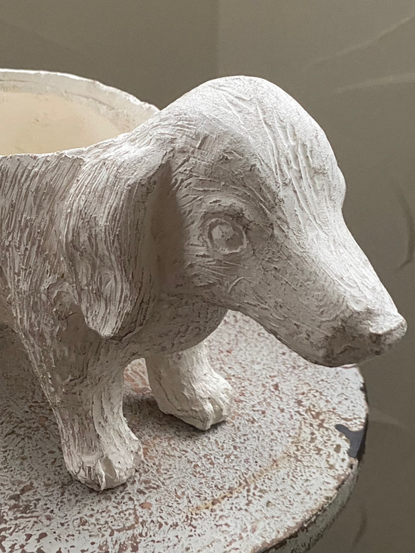 新作《可愛いDOG犬型陶器鉢 》 Xmas♪ お花の寄せ植えに ガーデニング ビオラ パンジー アンティーク 449 9枚目の画像