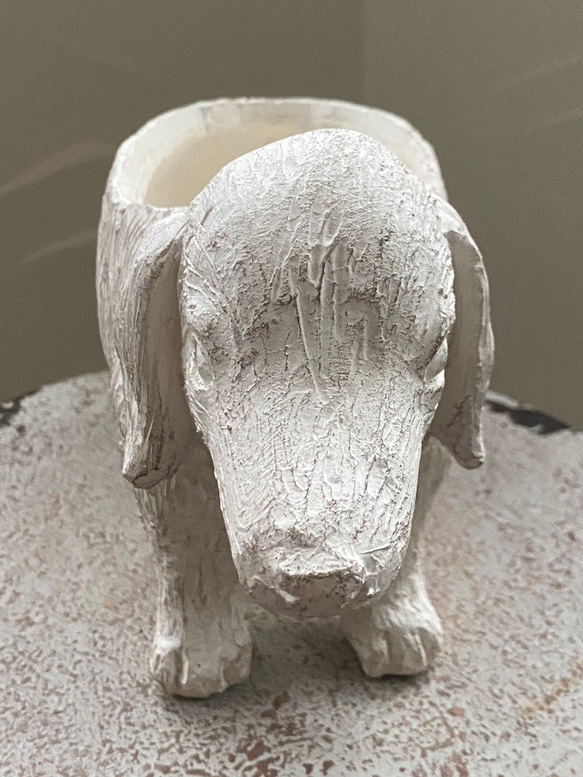 新作《可愛いDOG犬型陶器鉢 》 Xmas♪ お花の寄せ植えに ガーデニング ビオラ パンジー アンティーク 449 10枚目の画像