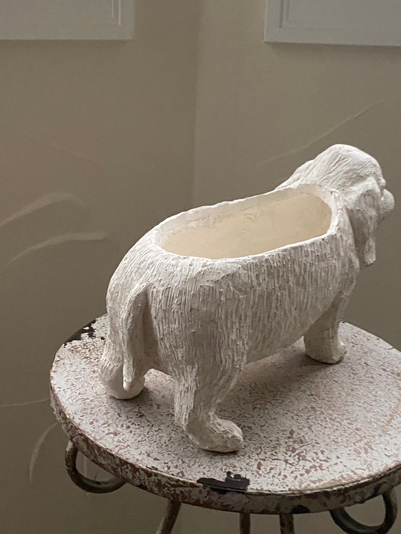 新作《可愛いDOG犬型陶器鉢 》 Xmas♪ お花の寄せ植えに ガーデニング ビオラ パンジー アンティーク 449 6枚目の画像
