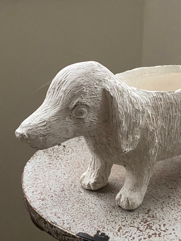 新作《可愛いDOG犬型陶器鉢 》 Xmas♪ お花の寄せ植えに ガーデニング ビオラ パンジー アンティーク 449 11枚目の画像