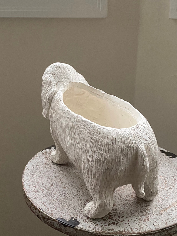 新作《可愛いDOG犬型陶器鉢 》 Xmas♪ お花の寄せ植えに ガーデニング ビオラ パンジー アンティーク 449 4枚目の画像