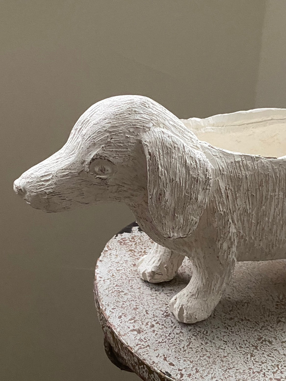新作《可愛いDOG犬型陶器鉢 》 Xmas♪ お花の寄せ植えに ガーデニング ビオラ パンジー アンティーク 449 3枚目の画像