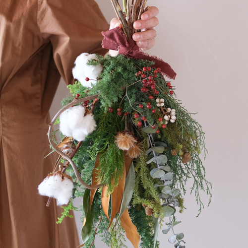 冬を彩るドライフラワースワッグ＊クリスマススワッグ スワッグ 花 と  